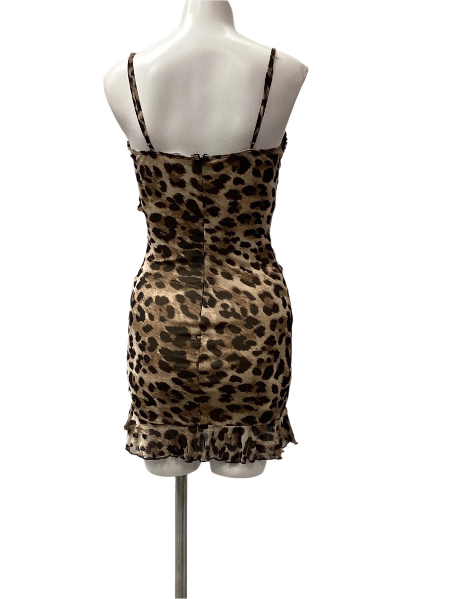 Open Front Cheetah Mesh Dress