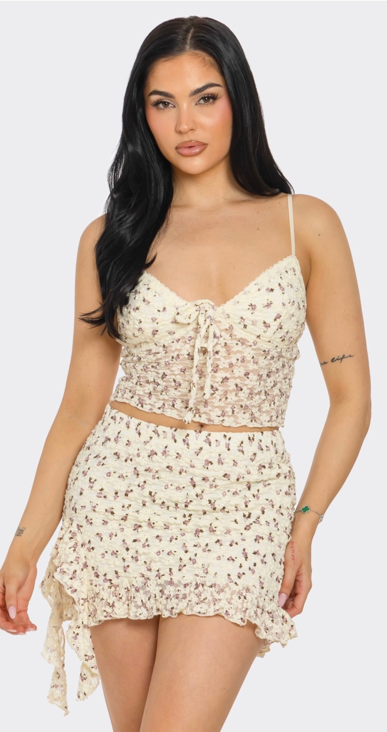 Flower Ruffle Two Piece Set