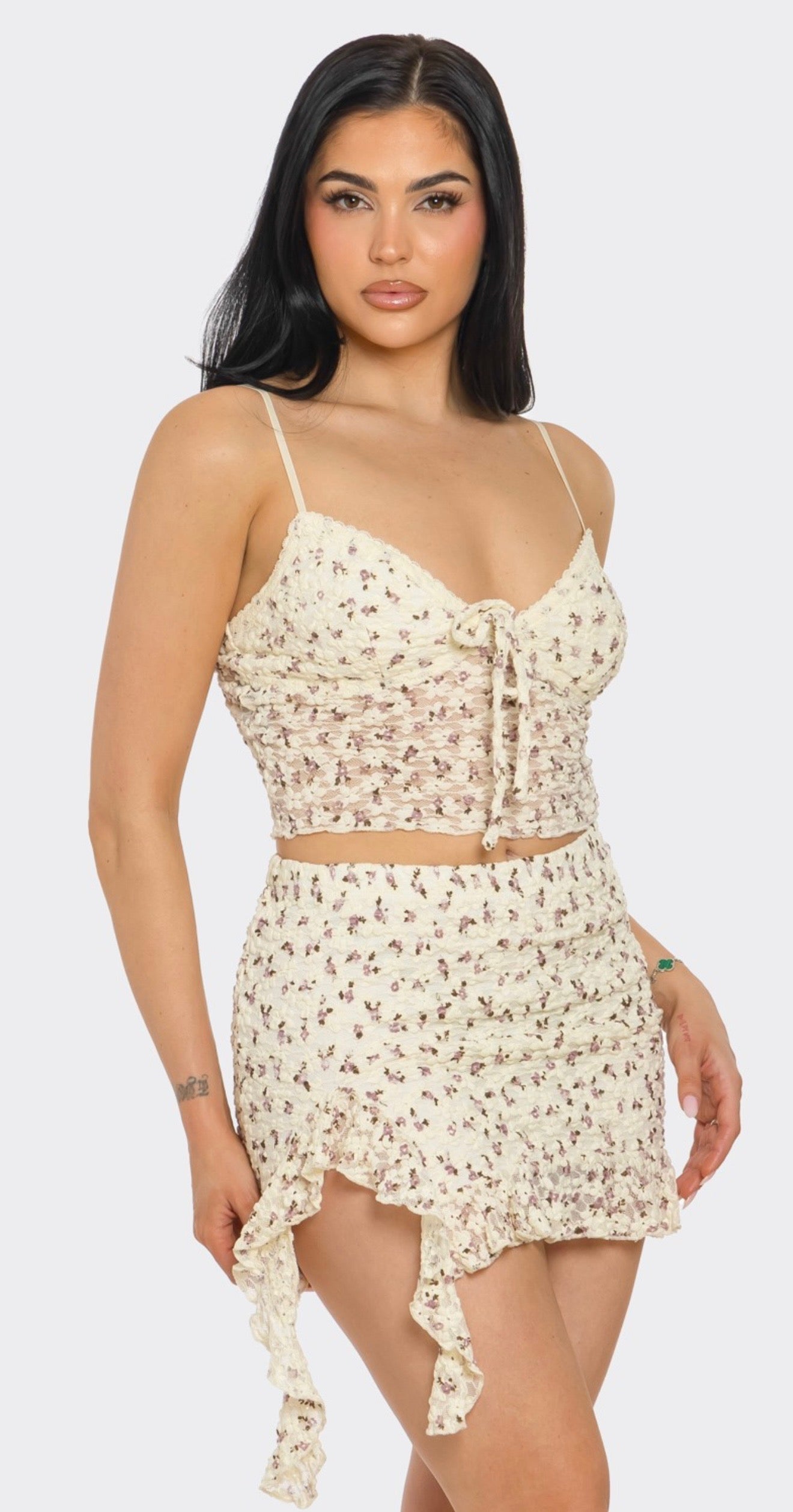 Flower Ruffle Two Piece Set
