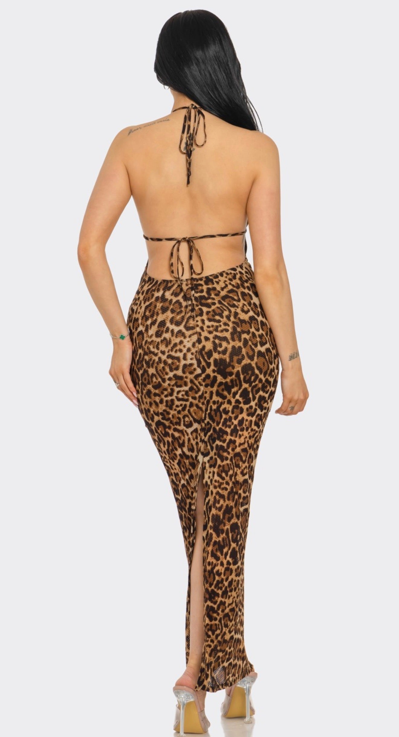 Cheetah Bow Long Dress