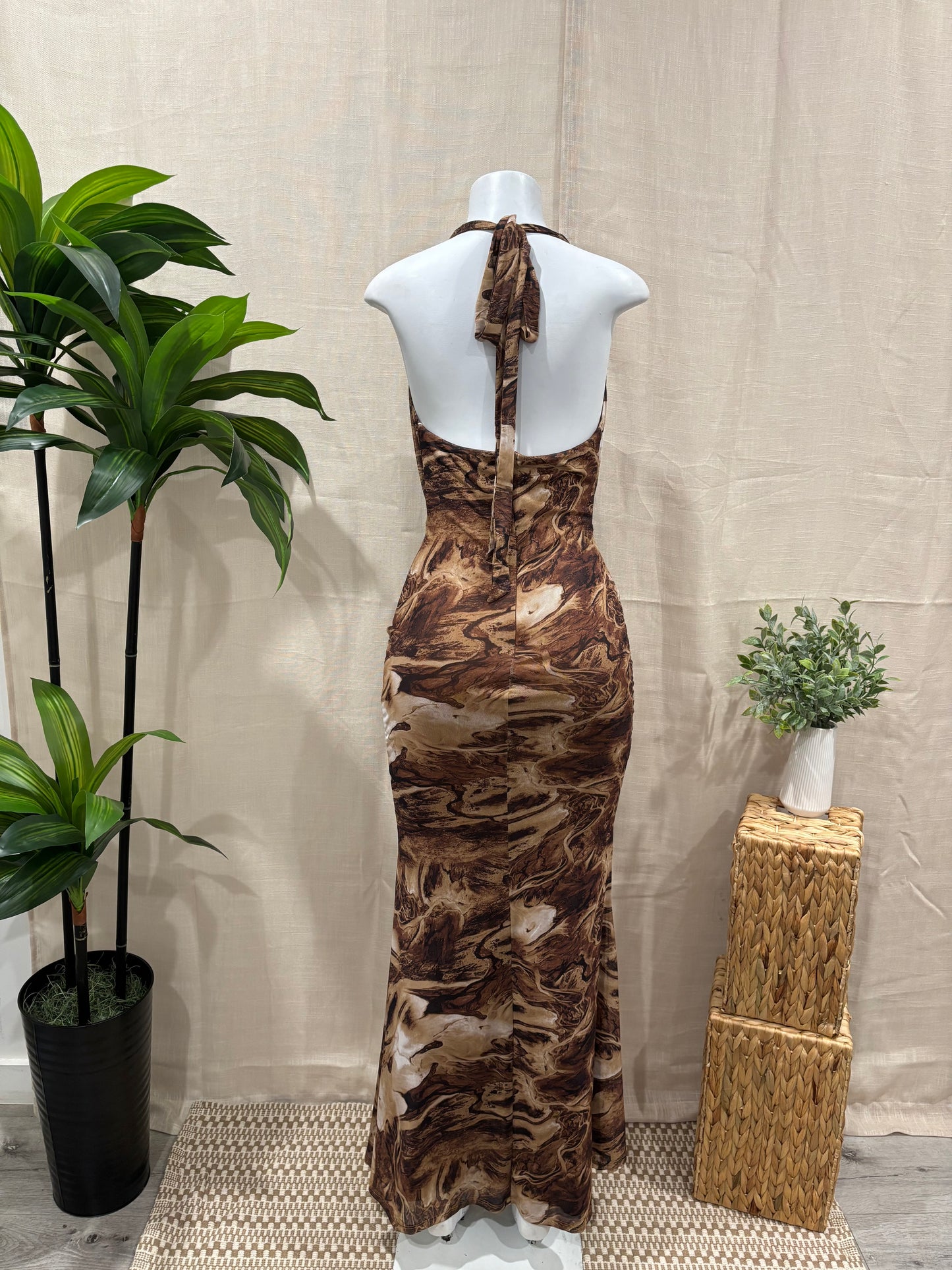 Autumn's Halter Maxi Dress