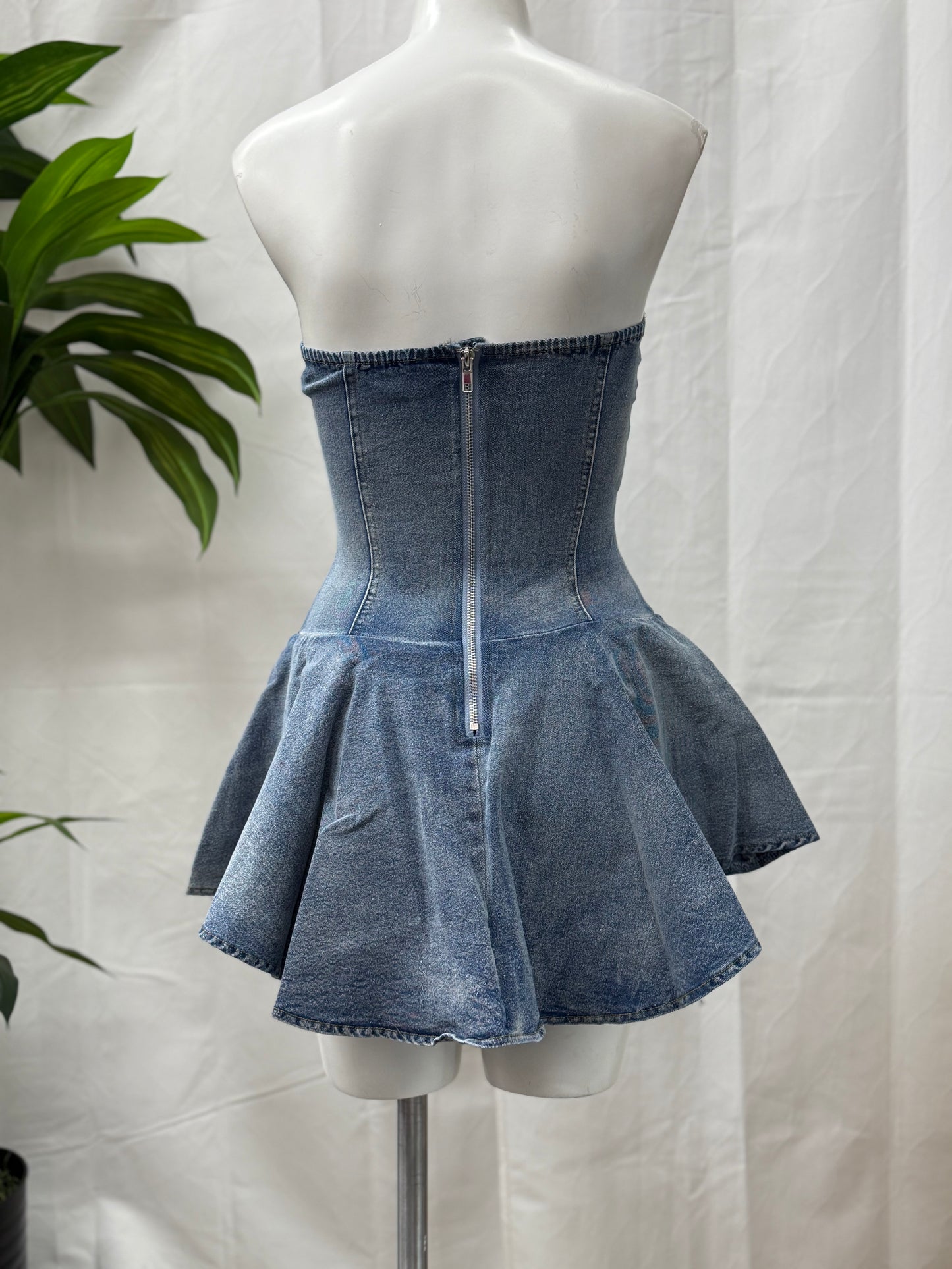 Mini Denim Romper Dress