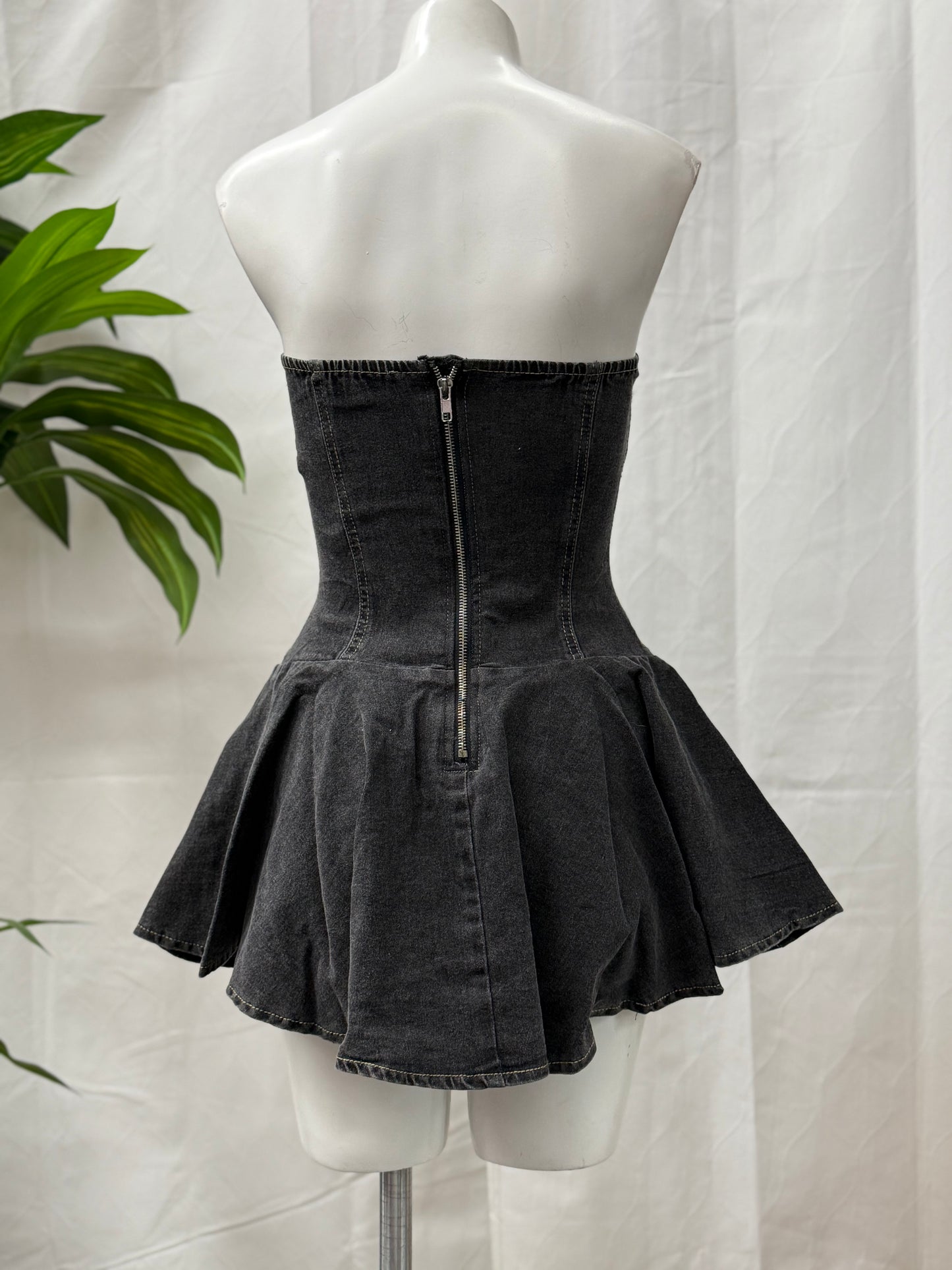 Mini Denim Romper Dress