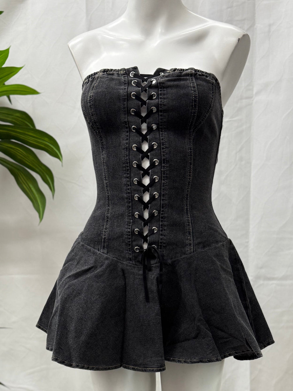 Mini Denim Romper Dress