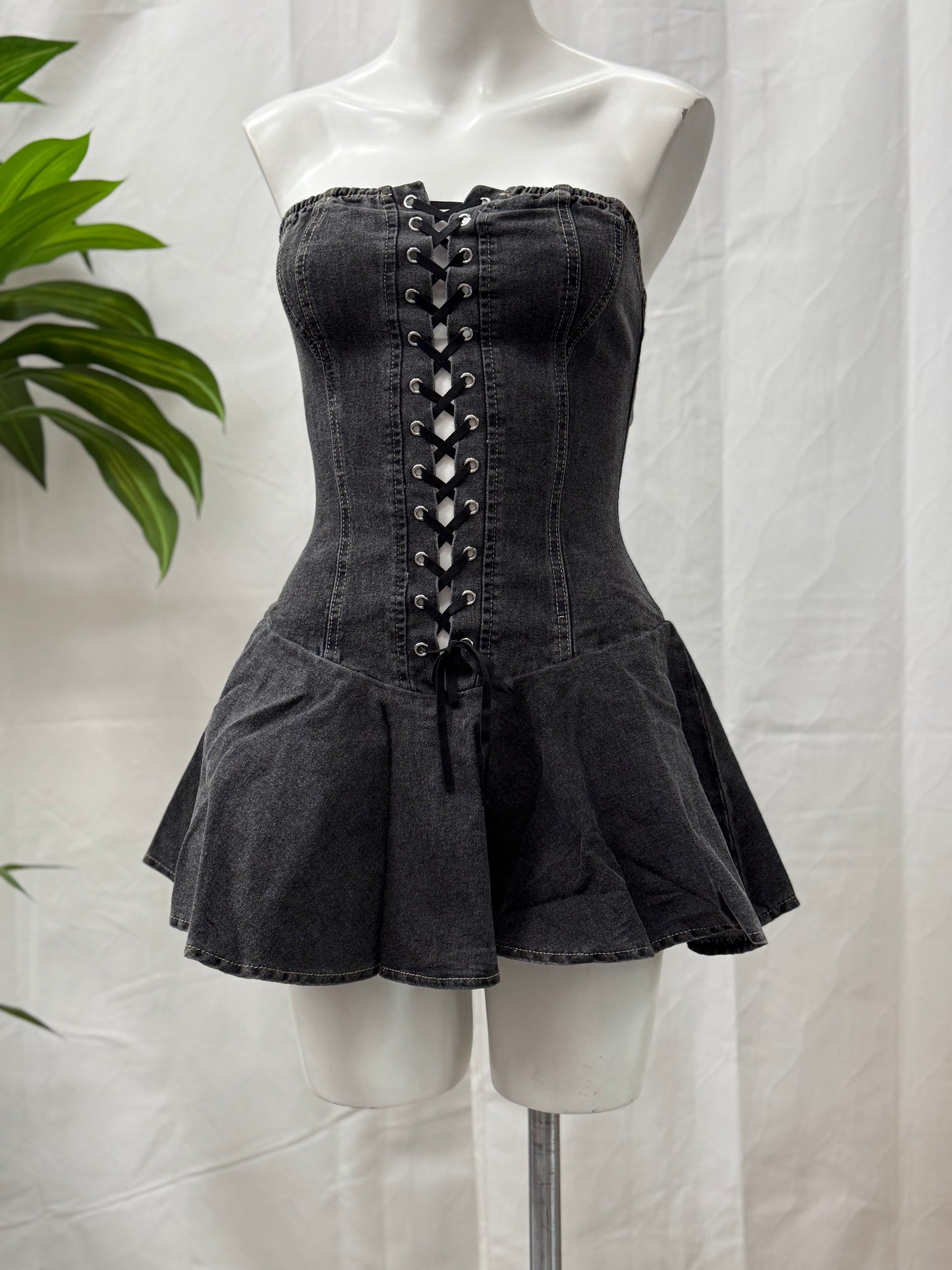 Mini Denim Romper Dress