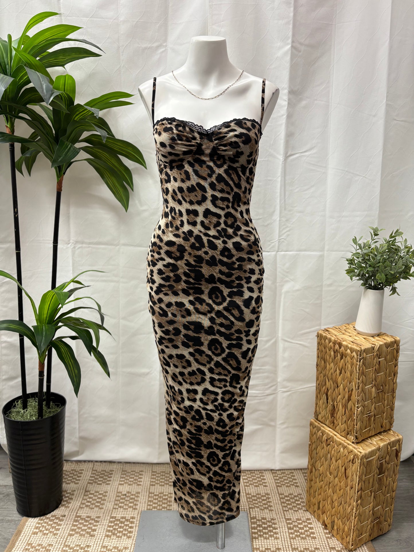 Cheetah Mesh Midi dress
