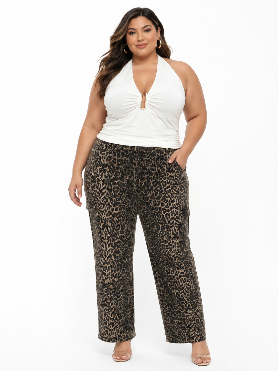 Crystal Cheetah Cargo Jean
