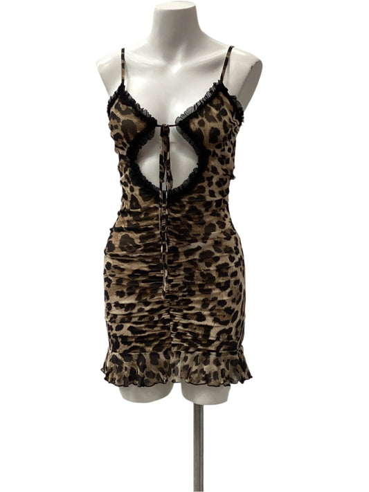 Open Front Cheetah Mesh Dress