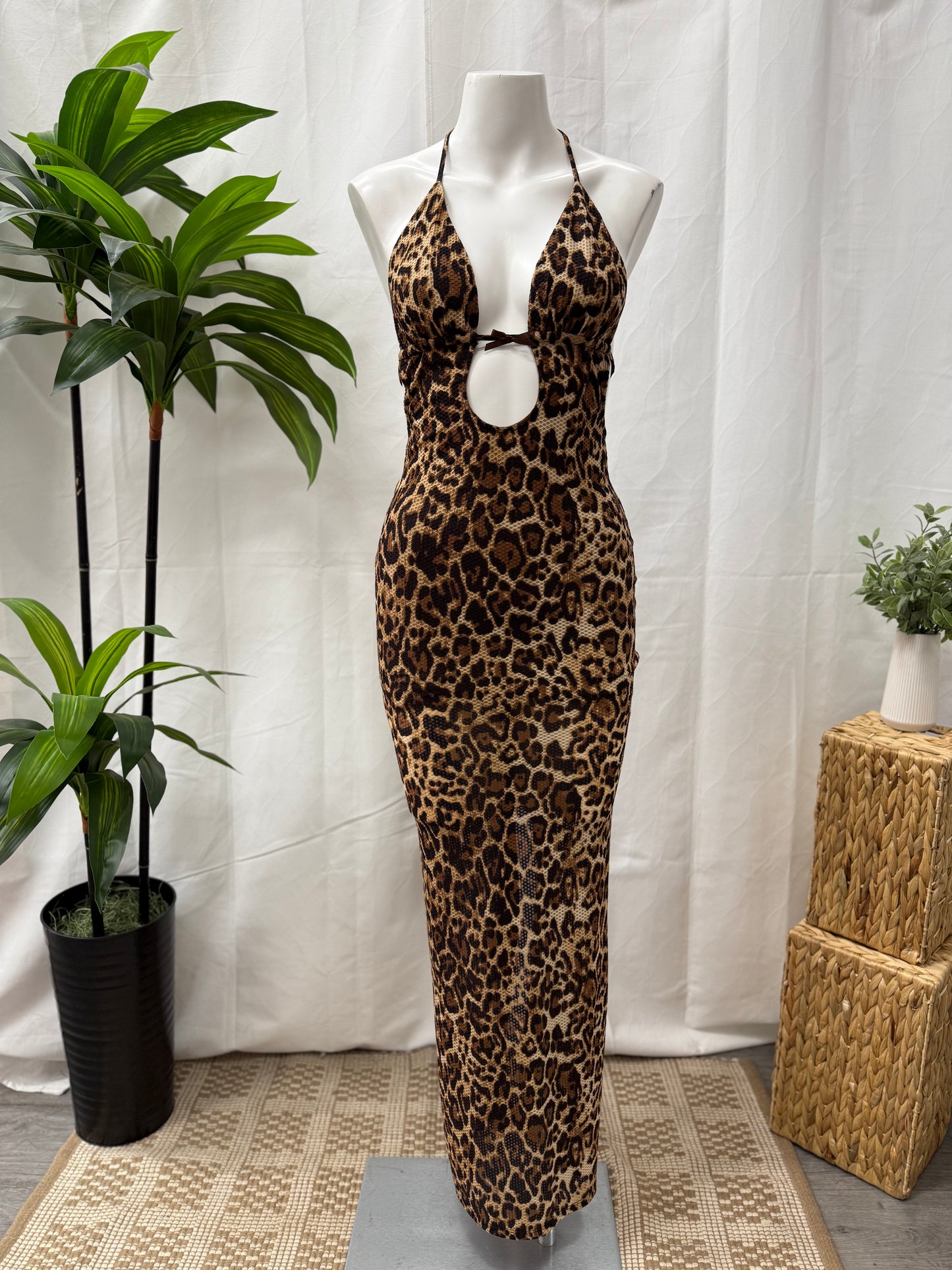 Cheetah Bow Long Dress
