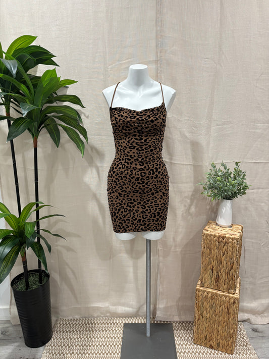 Cheetah Open Back Dress